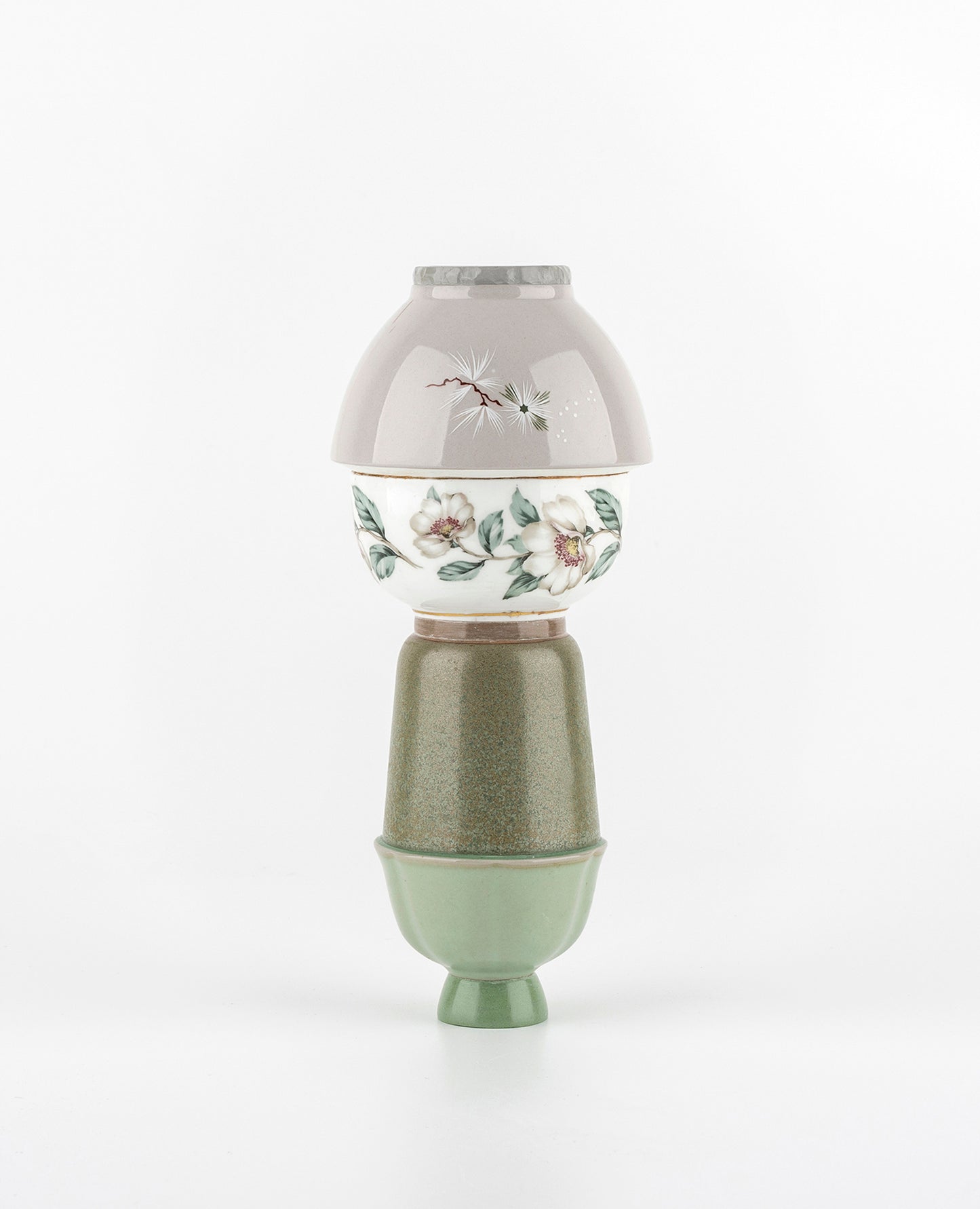 Green + Grey + White Hand Made Vase