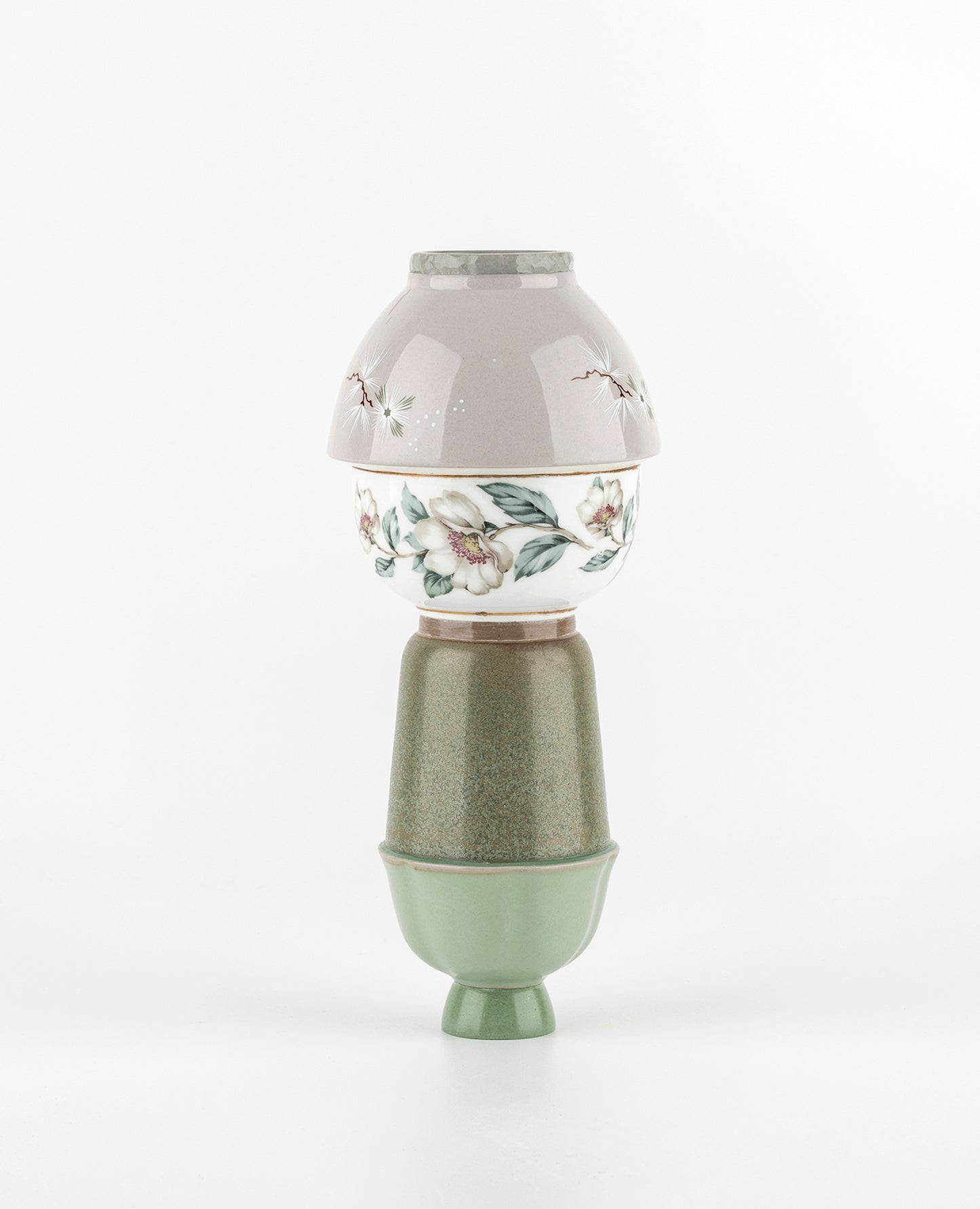 Green + Grey + White Hand Made Vase