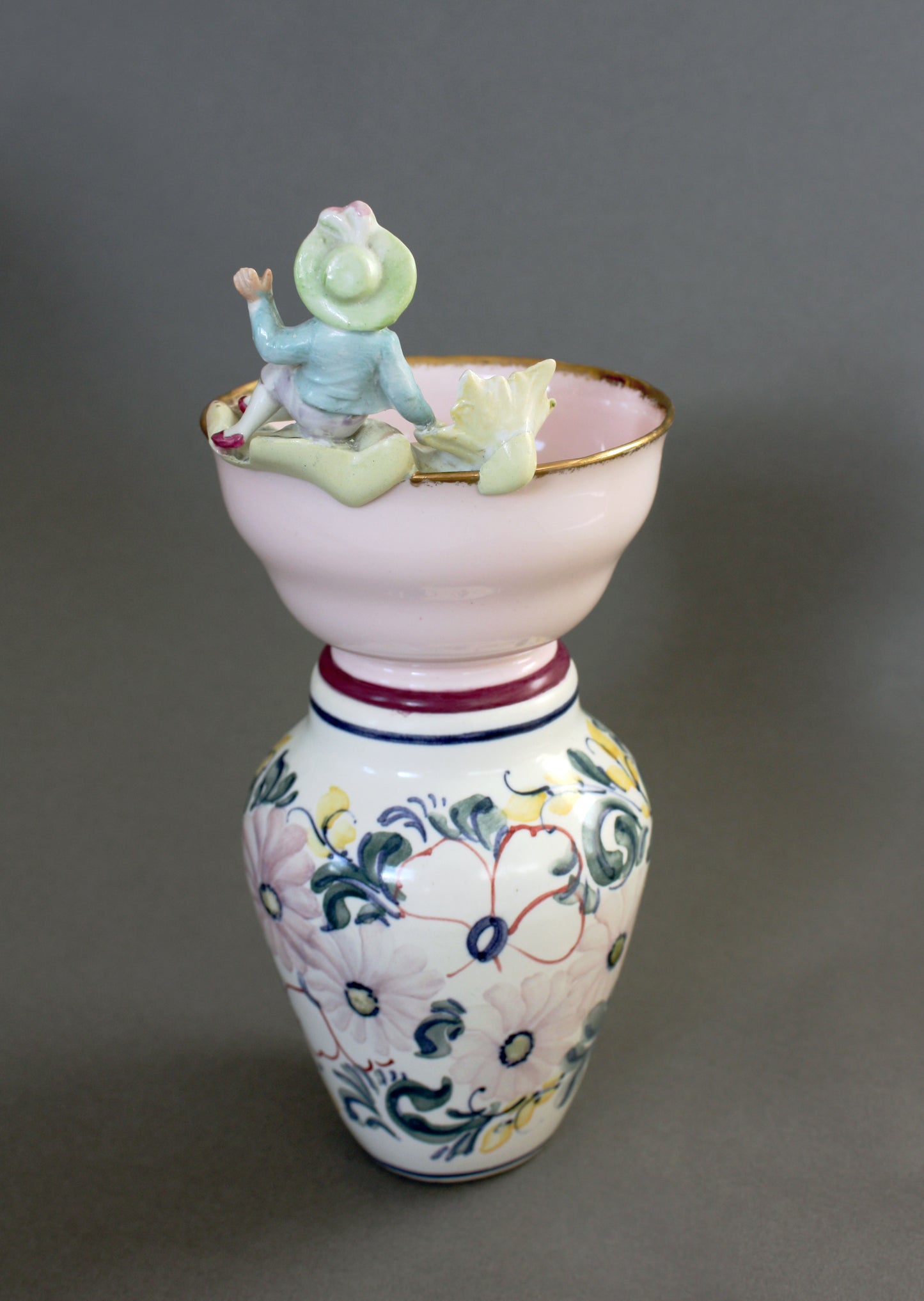 Hand Made Victorian Boy Vase Back