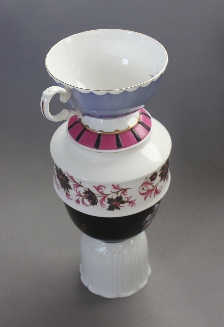 Hand Made Pink & Black Vase Back