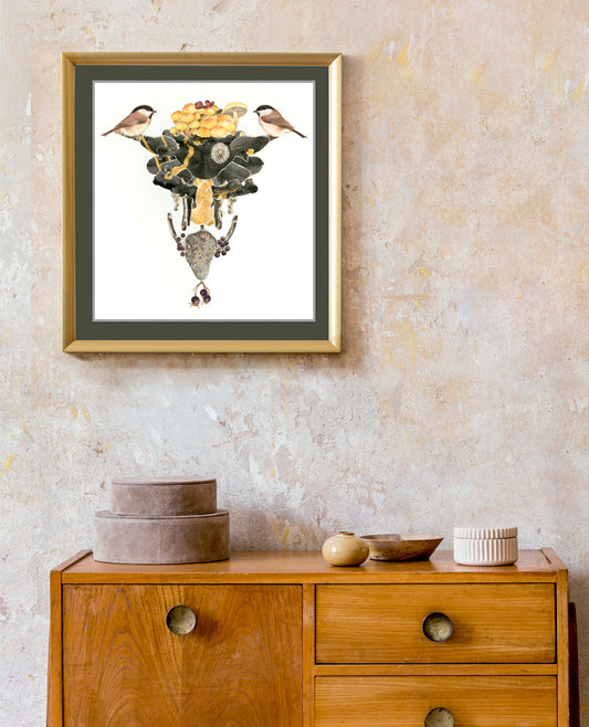 2 Birds Triangle In Frame in Situ