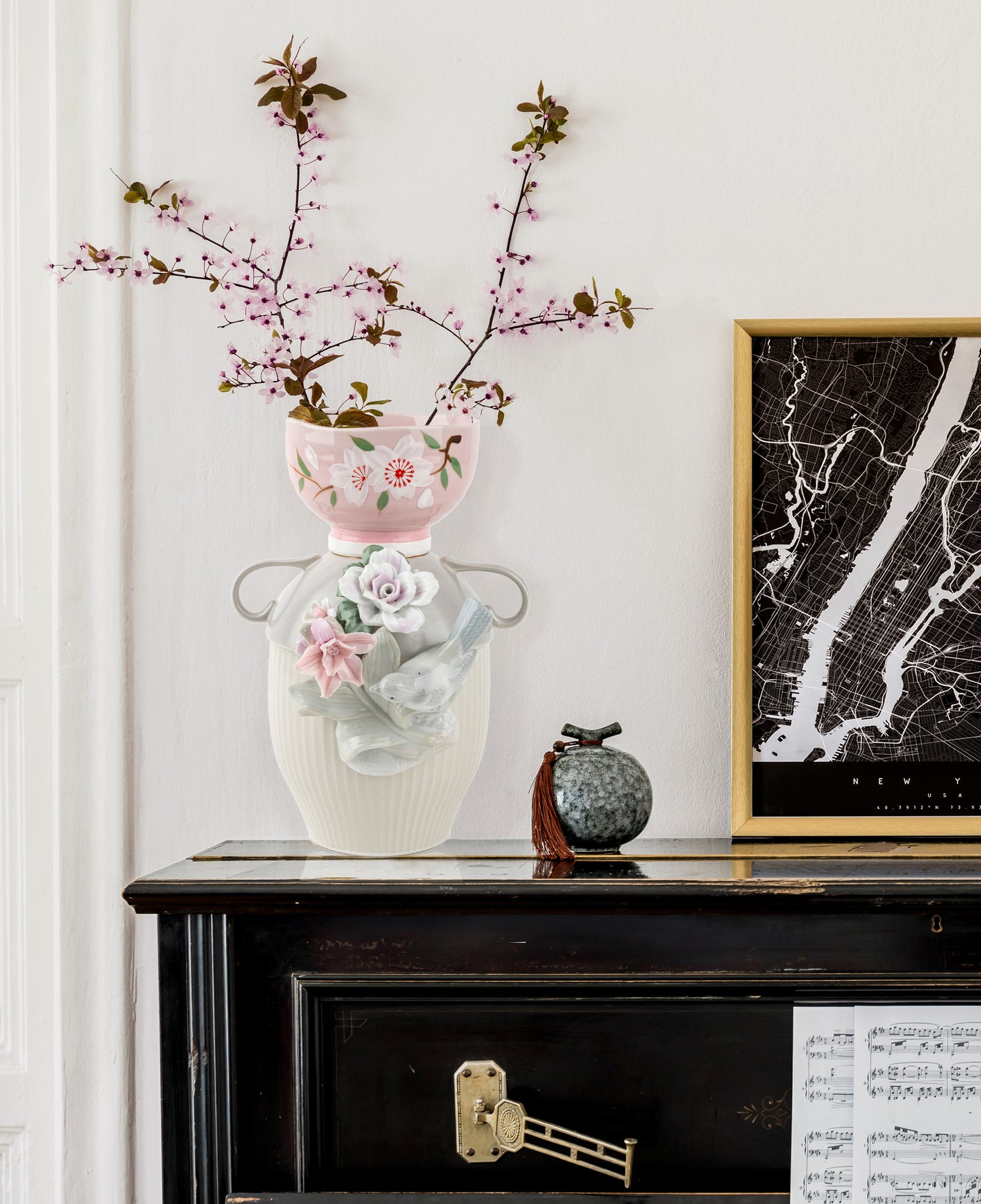 Hand Made Vase with Bird