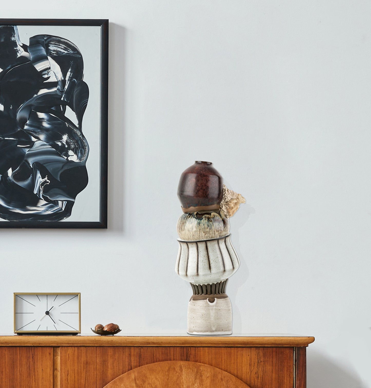 Brown Vase with Stone