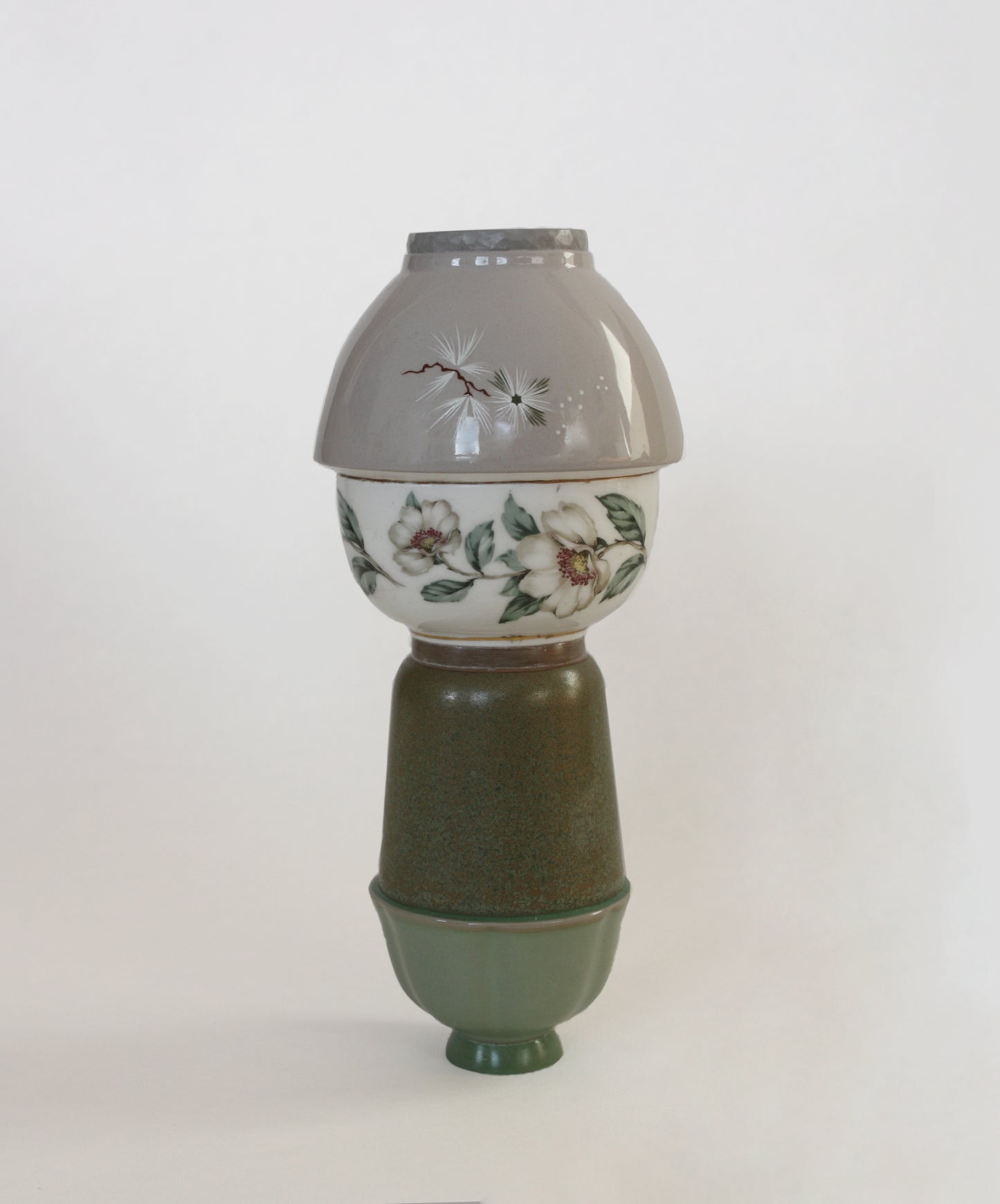 Green + Grey + White Hand Made Vase