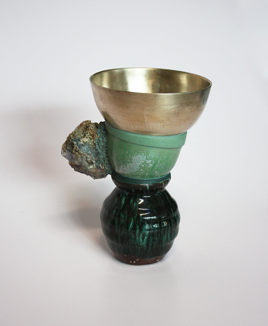 Vase with Stone in Green