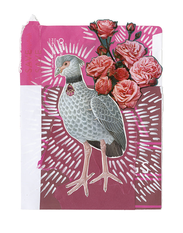 Pink Bird with Jewel - Print