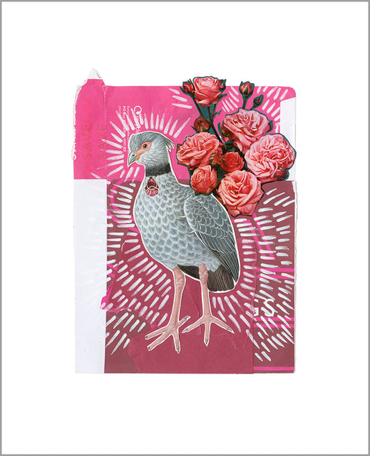 Pink Bird with Jewel - Print